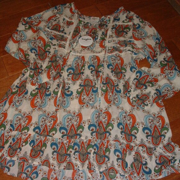 Hayden of Los Angeles Size 1XL Cream Paisley BOHO Dress (NWT) - Picture 1 of 14